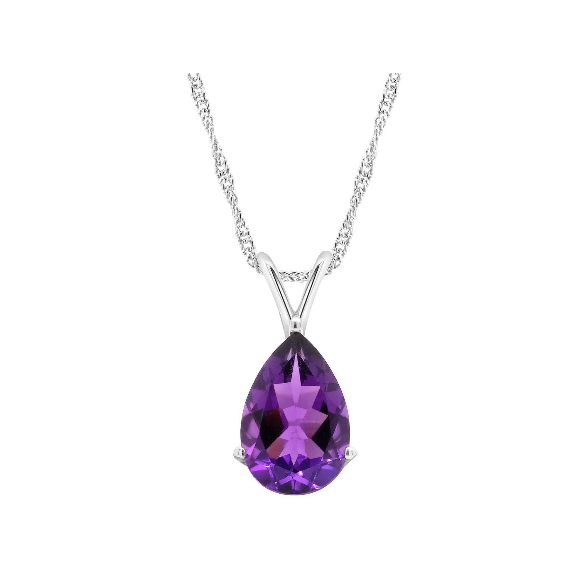 Alyson Layne 14k Gold Pear Cut Amethyst Pendant Necklace, Women's, Size: 18", 14k White Gold Product Image