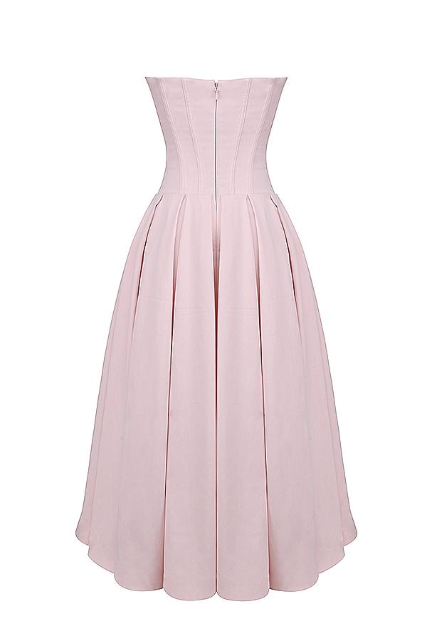 Lady  ballerina pink strapless midi dress Product Image
