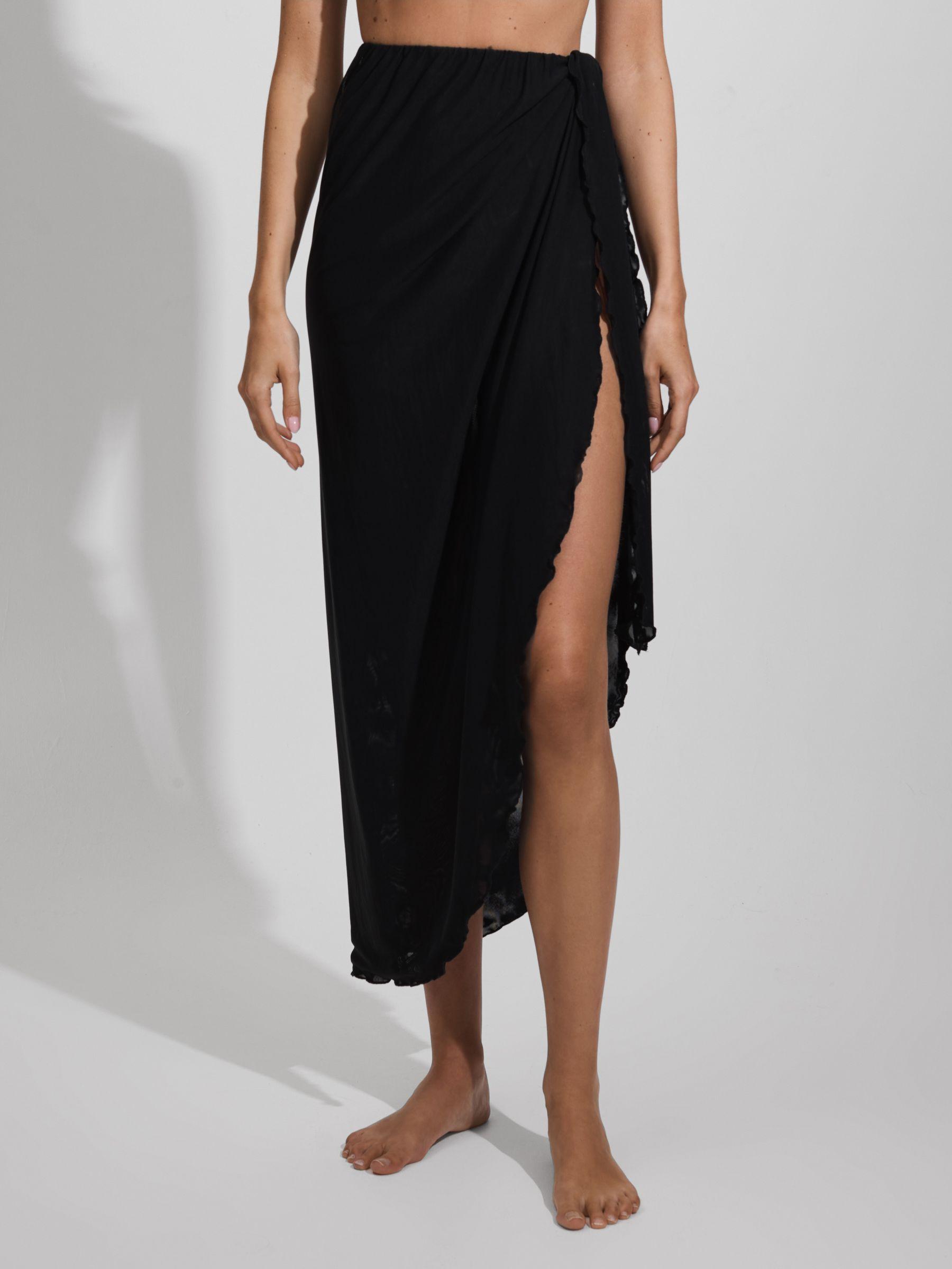 Mesh Sarong Skirt in Black Product Image