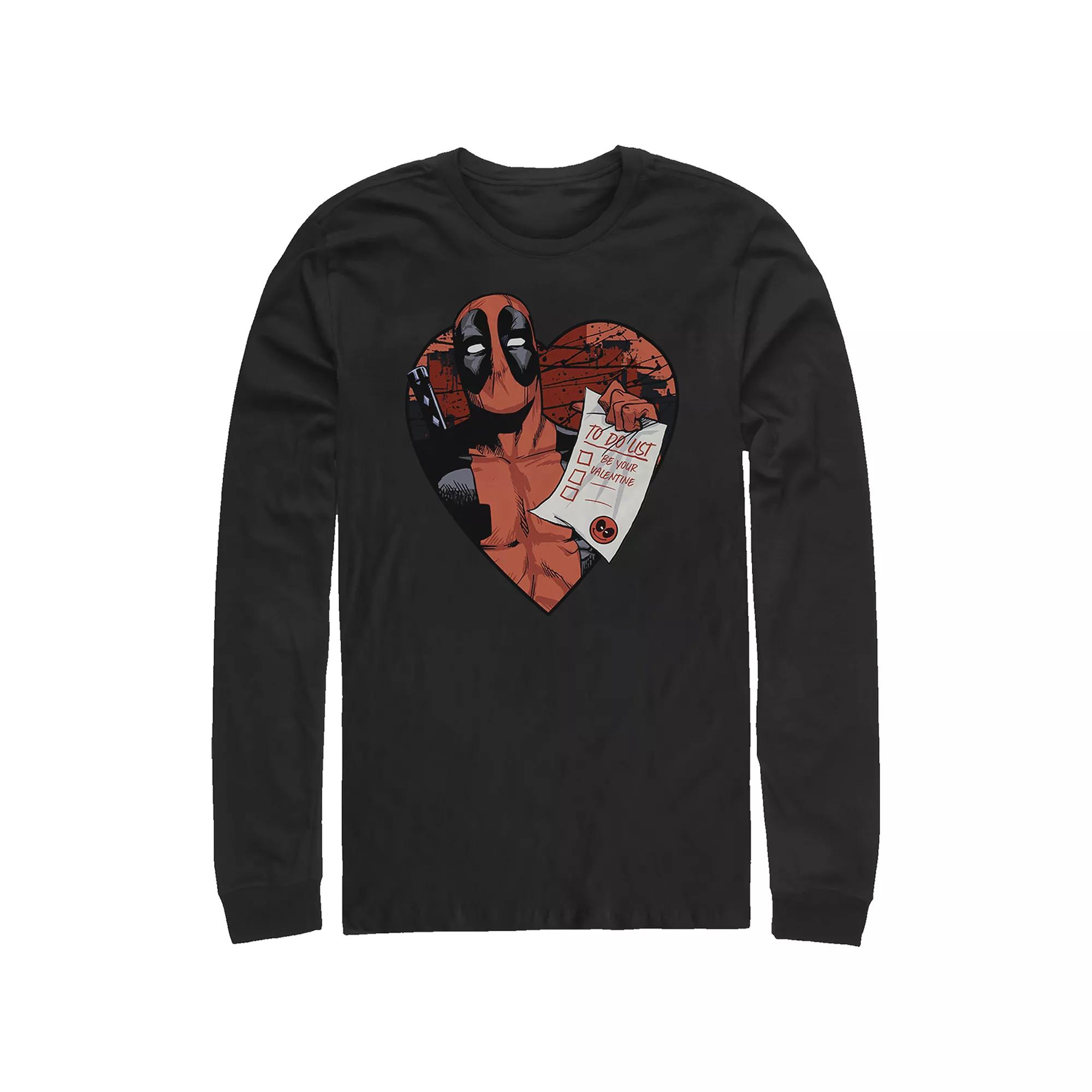 Big & Tall Marvel Deadpool Valentine's To Do List Long Sleeve Graphic Tee, Men's,  Product Image
