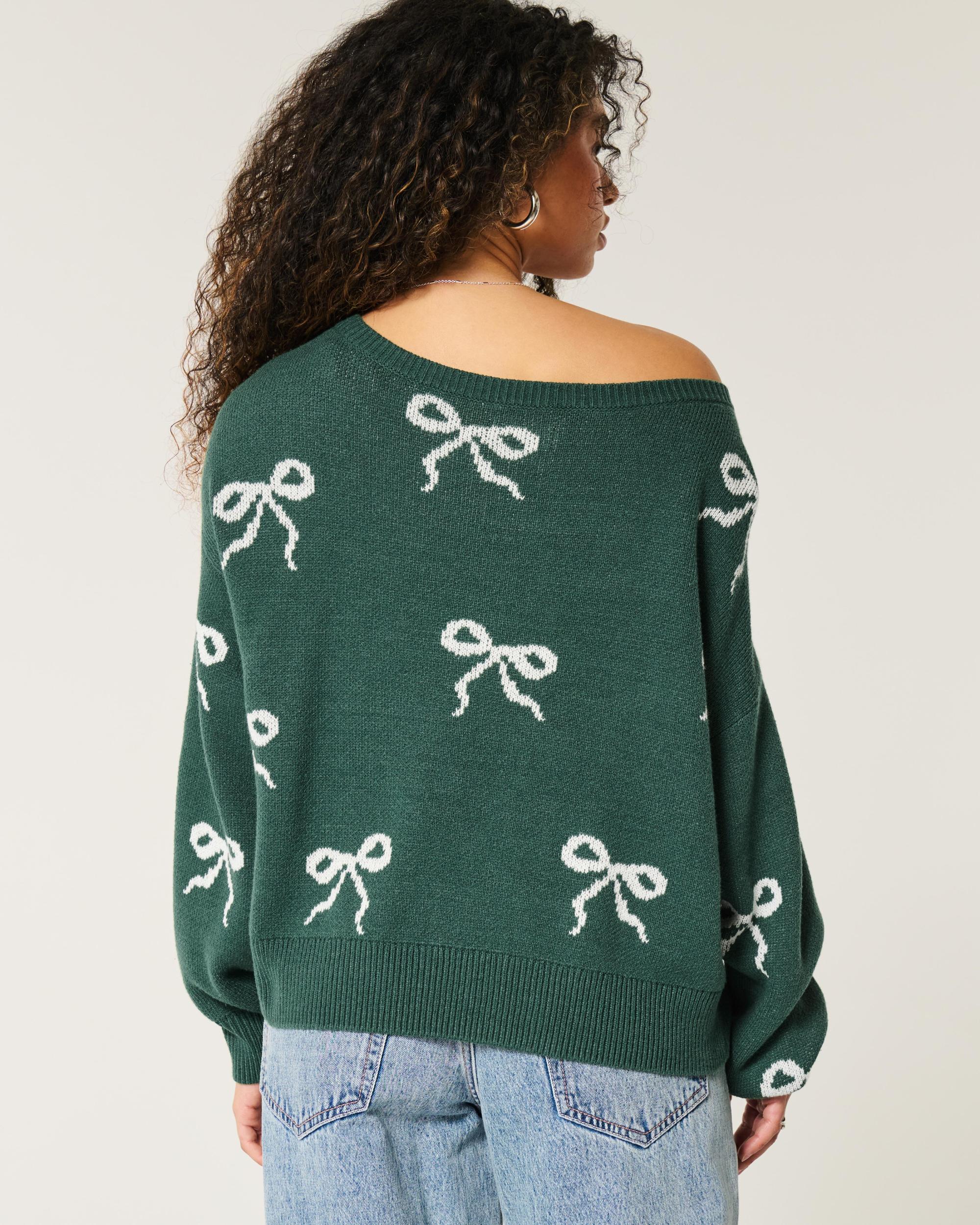 Easy Bow Graphic Off-the-Shoulder Sweater Product Image