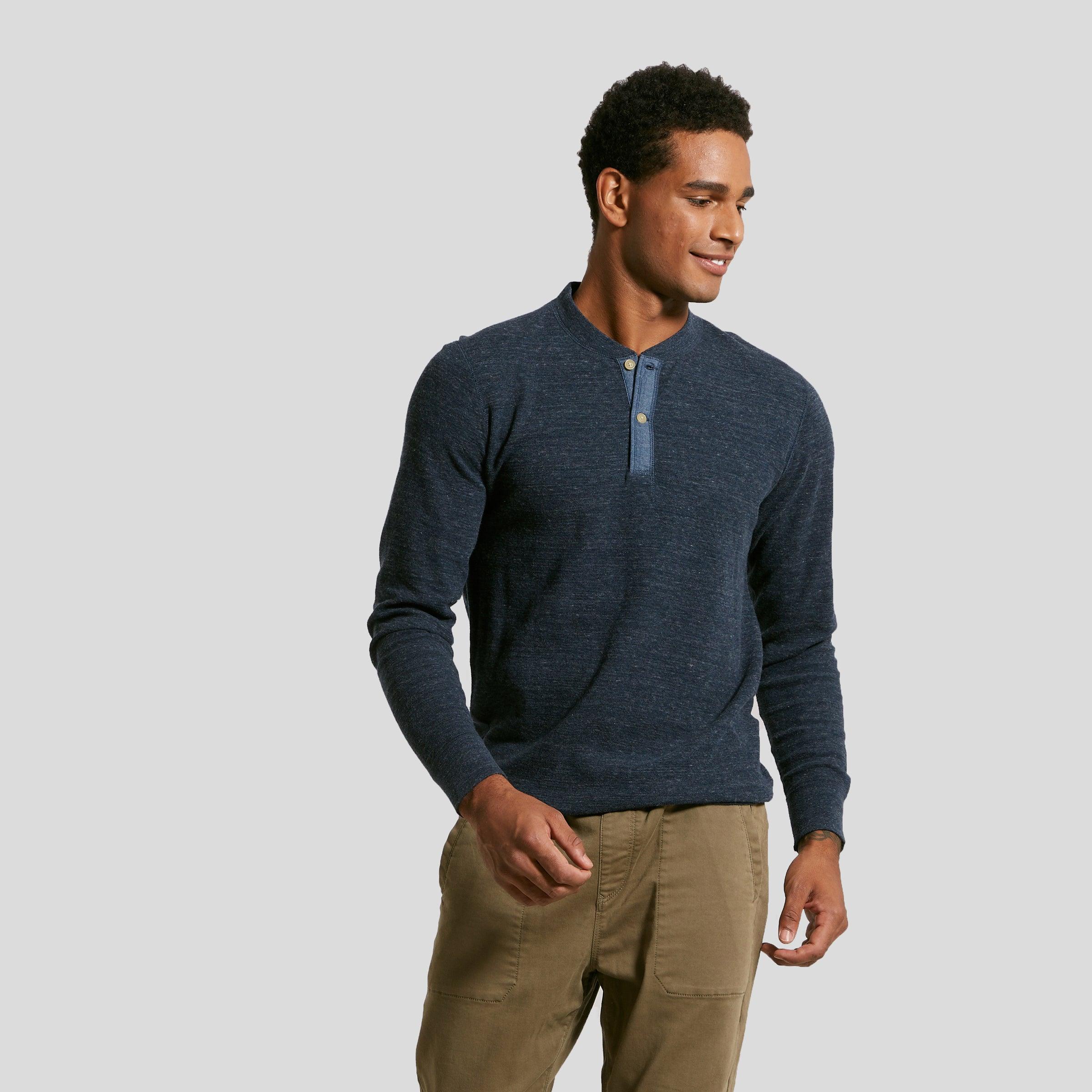 New Windsor Double Cloth Henley - Navy Heather Product Image