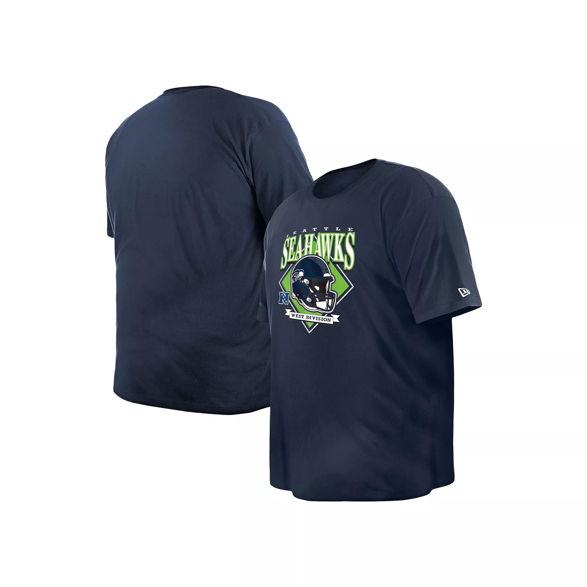 Men's New Era College Navy Seattle Seahawks Big & Tall Helmet T-Shirt,  Product Image