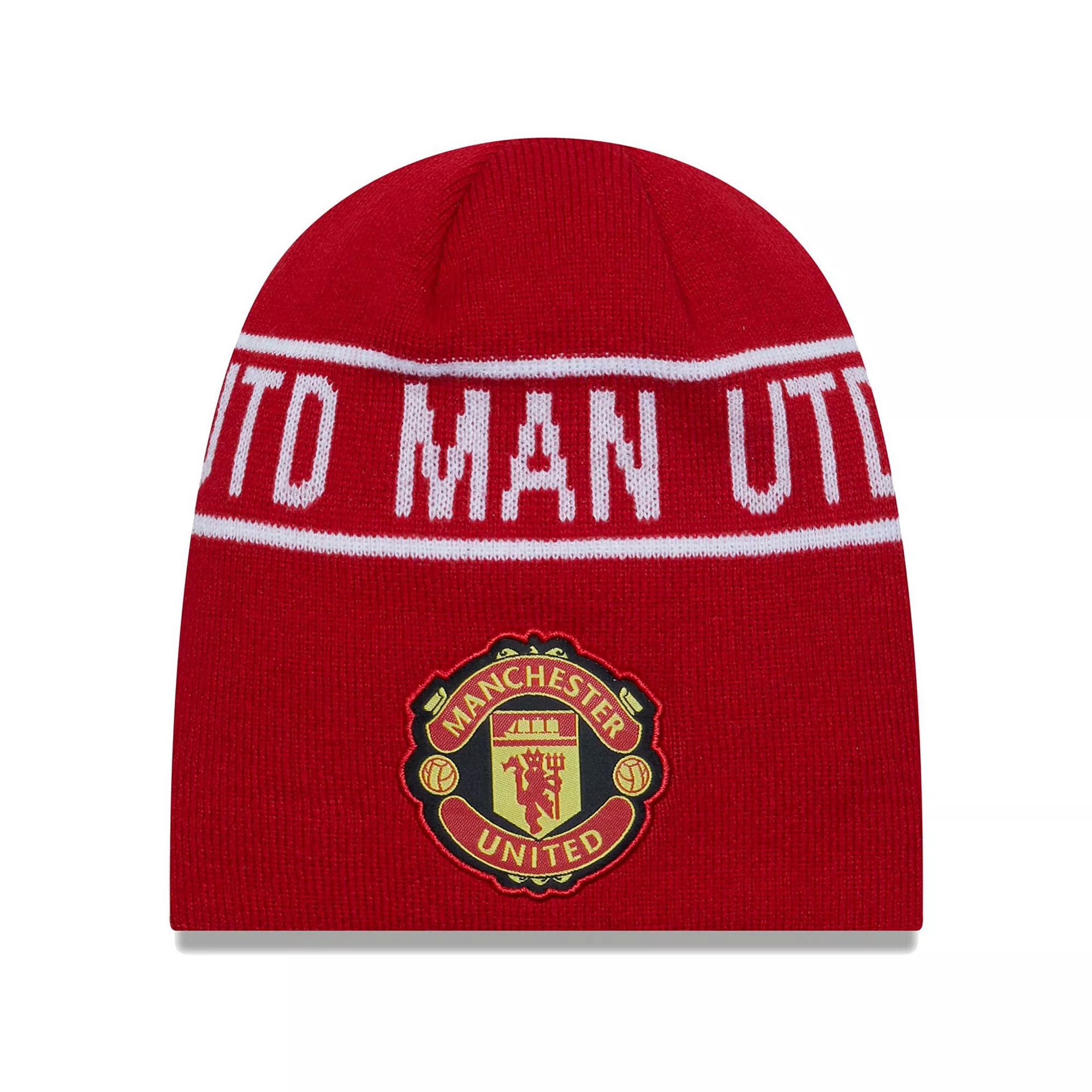 Men's New Era Red Manchester United Wordmark Skull Knit Hat, Man Red Product Image