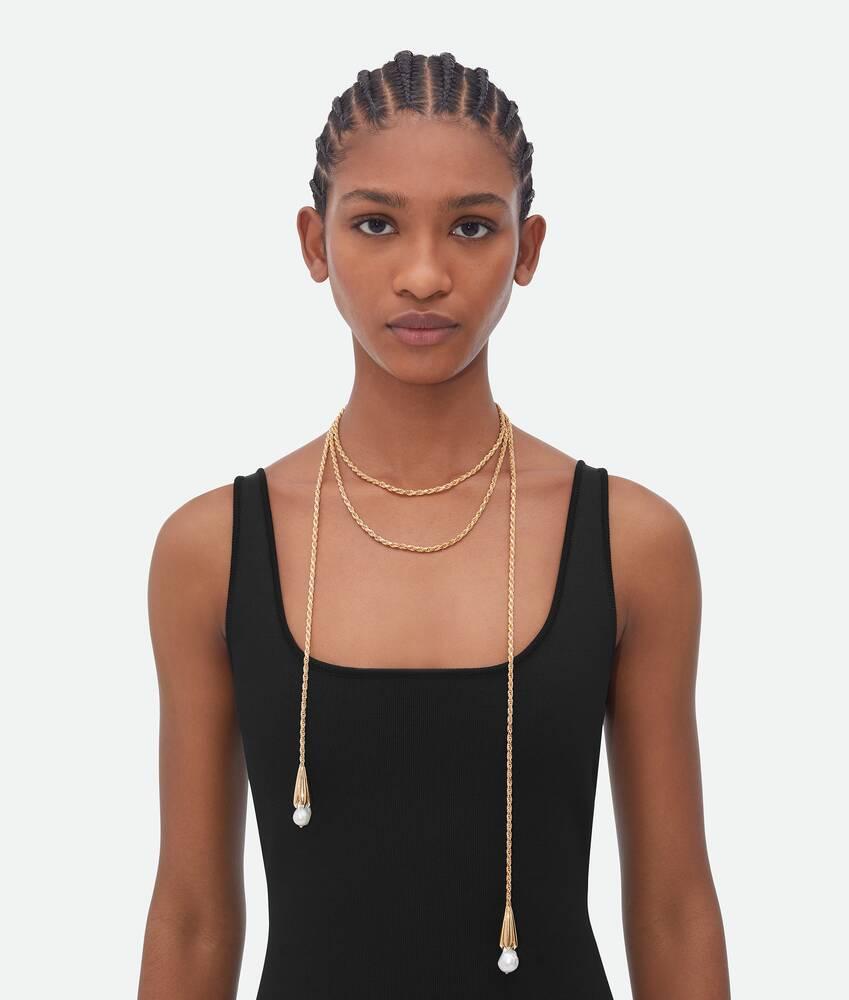 Women's Pearl Scarf Necklace in White Product Image