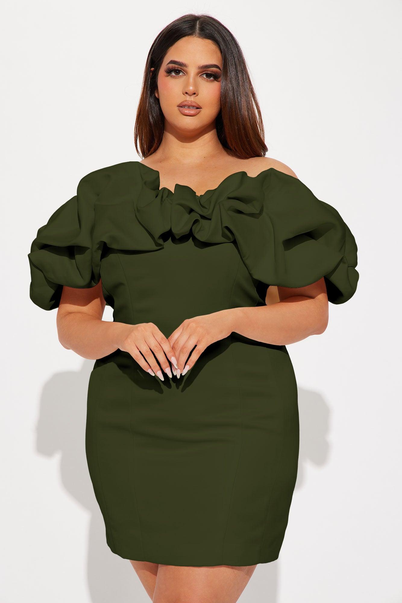 Parisian Nights Mini Dress - Olive Female Product Image