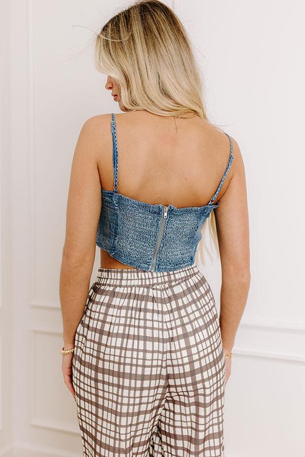 Downtown Dallas High Waist Chambray Pants Product Image