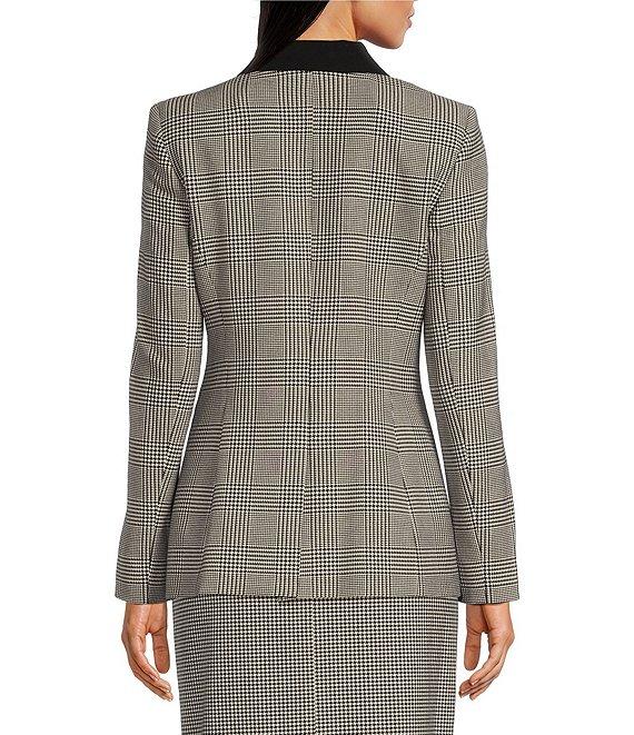 Calvin Klein Plaid 6-Button Notch Lapel Long Sleeve Jacket Product Image