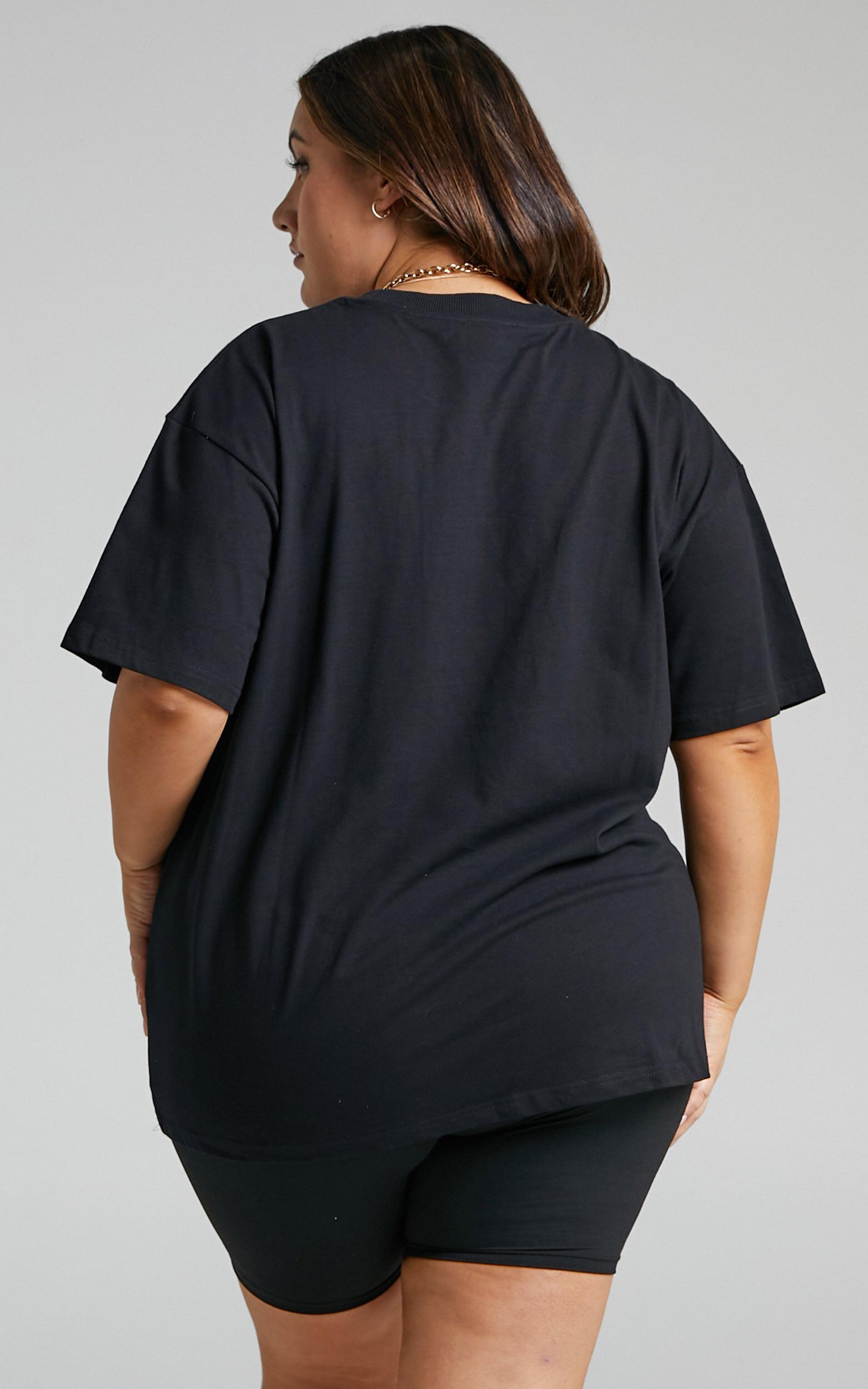 Prizza Top - Longline Boyfriend Tee Top in Black Product Image