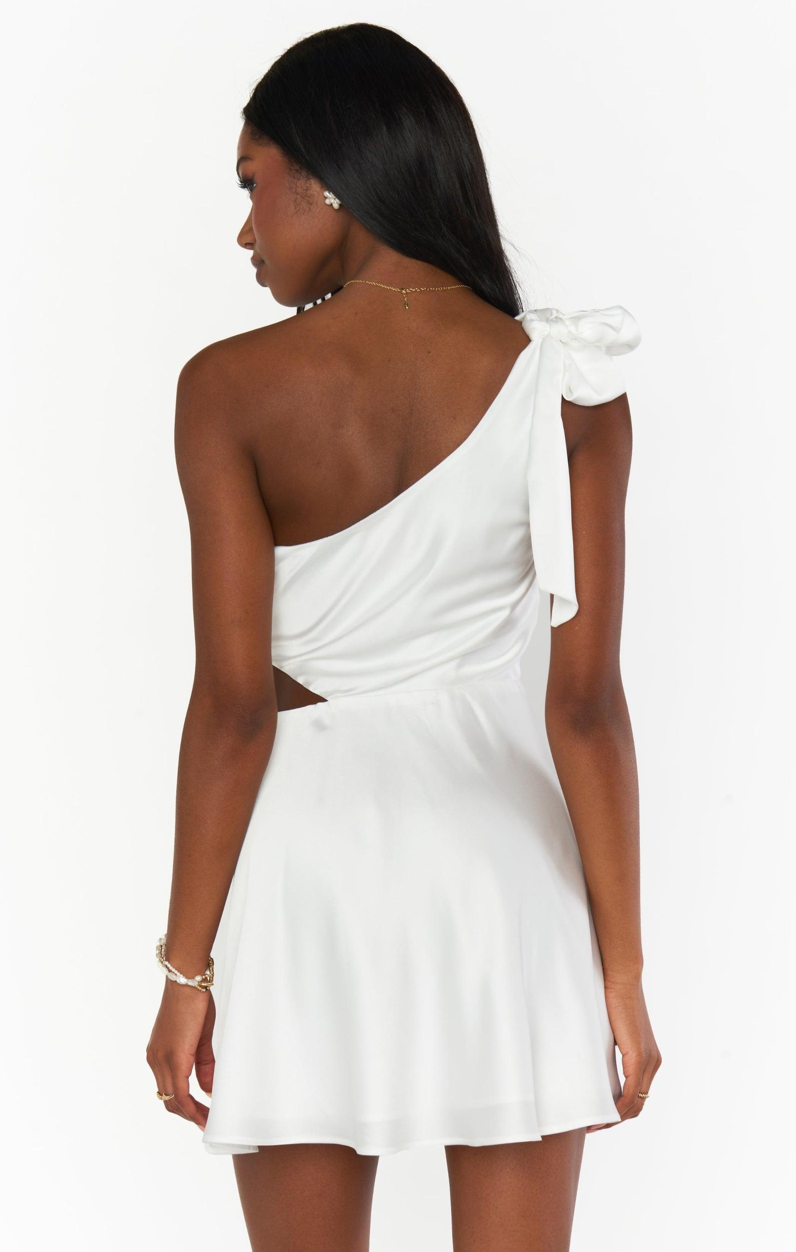 Betsy Bow Mini Dress ~ Ivory Luxe Satin Product Image