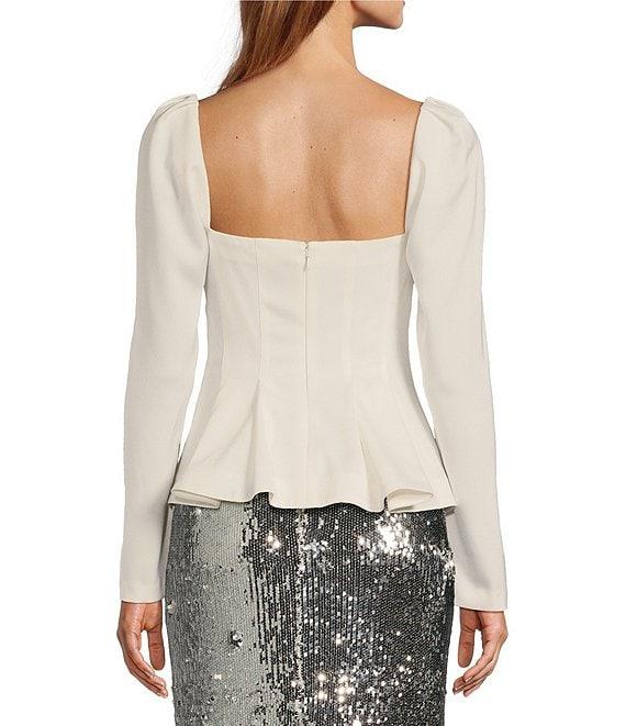 Antonio Melani Jaylani Crepe Square Neck Long Sleeve Peplum Blouse Product Image