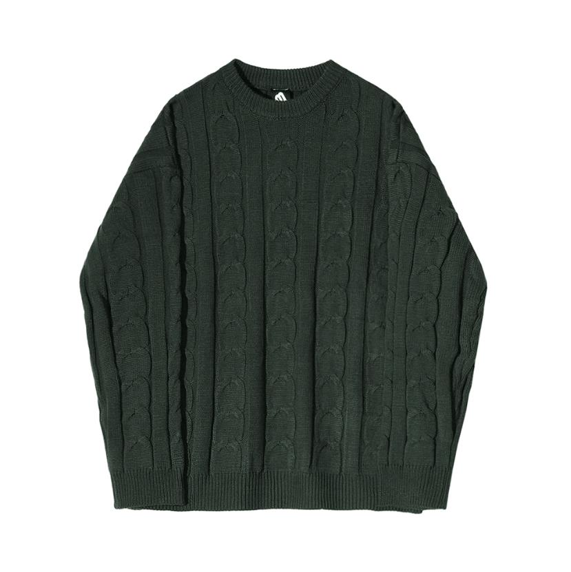 RT No. 10183 DARK GREEN TWIST KNITTED SWEATER Product Image