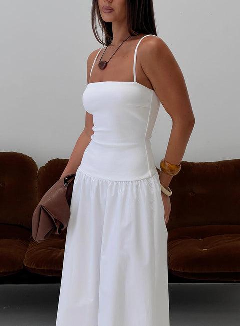 Erroll Drop Waist Knit Maxi Dress White Product Image