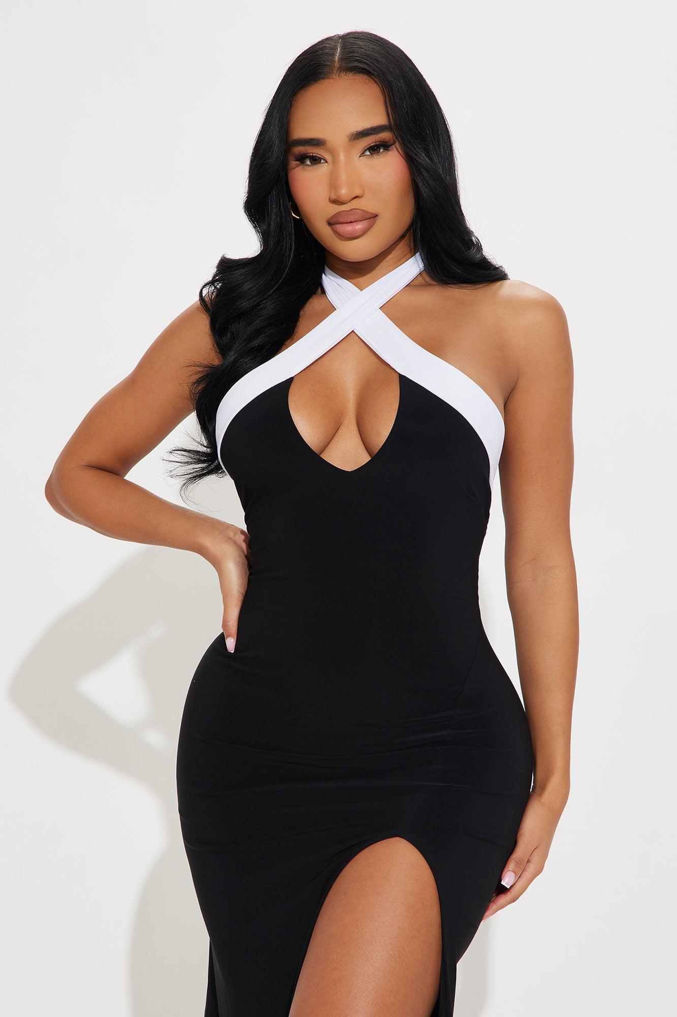 Dining Out Maxi Dress - Black/White Product Image