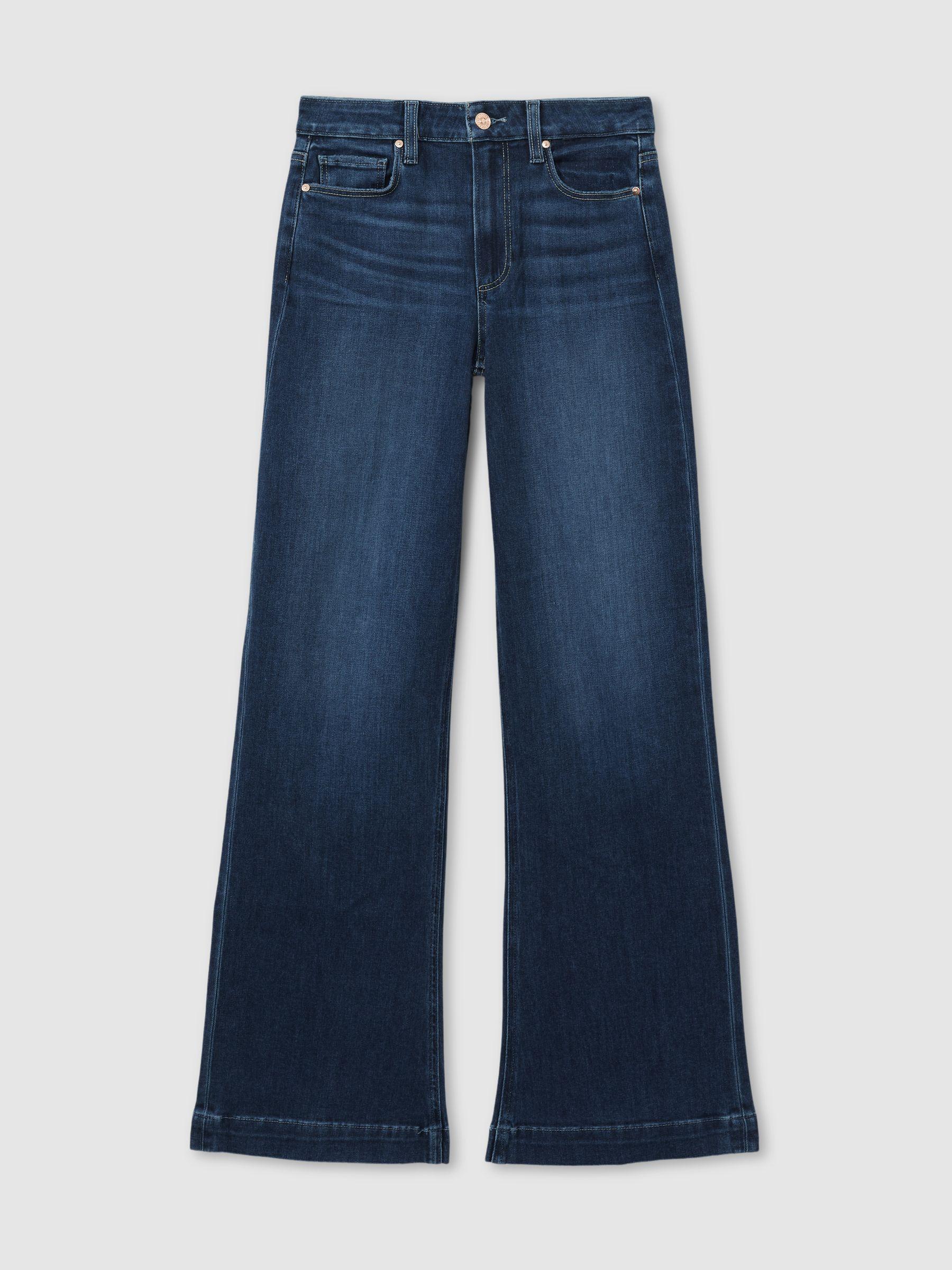 Paige High Rise Wide Leg Jeans in Notre Dame Blue Product Image