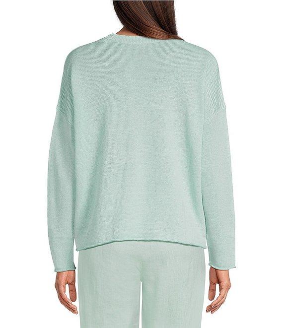 Eileen Fisher Organic Linen Cotton Cord Crew Neck Long Sleeve Top Product Image