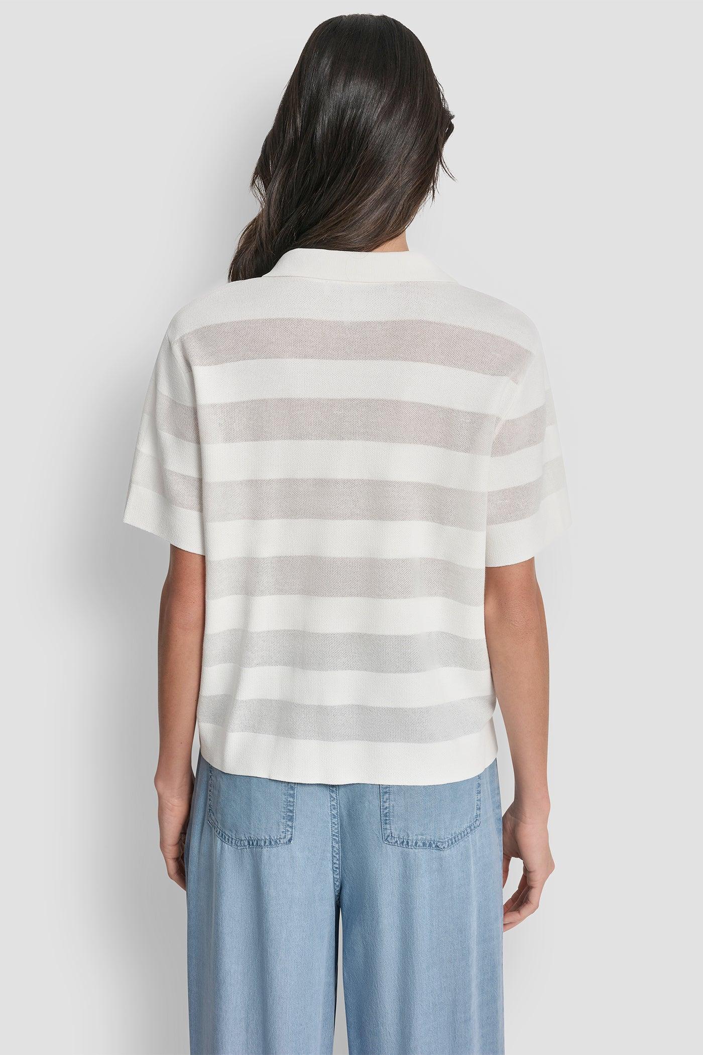 SHEER STRIPED POLO SWEATER Product Image