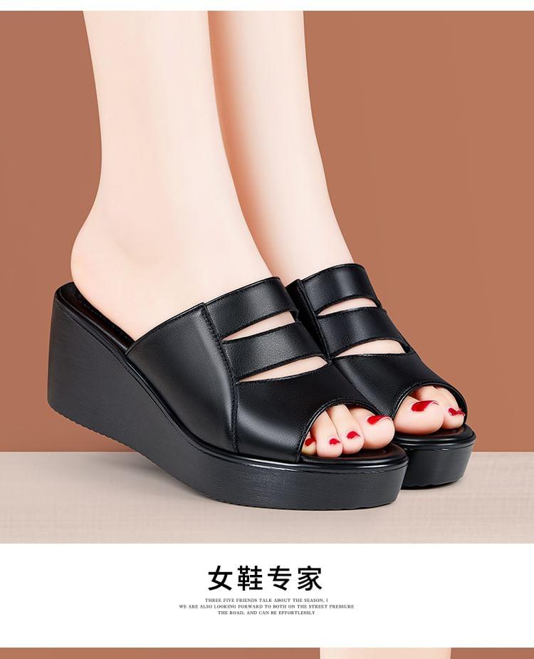 Platform Cutout Slide Sandals Product Image