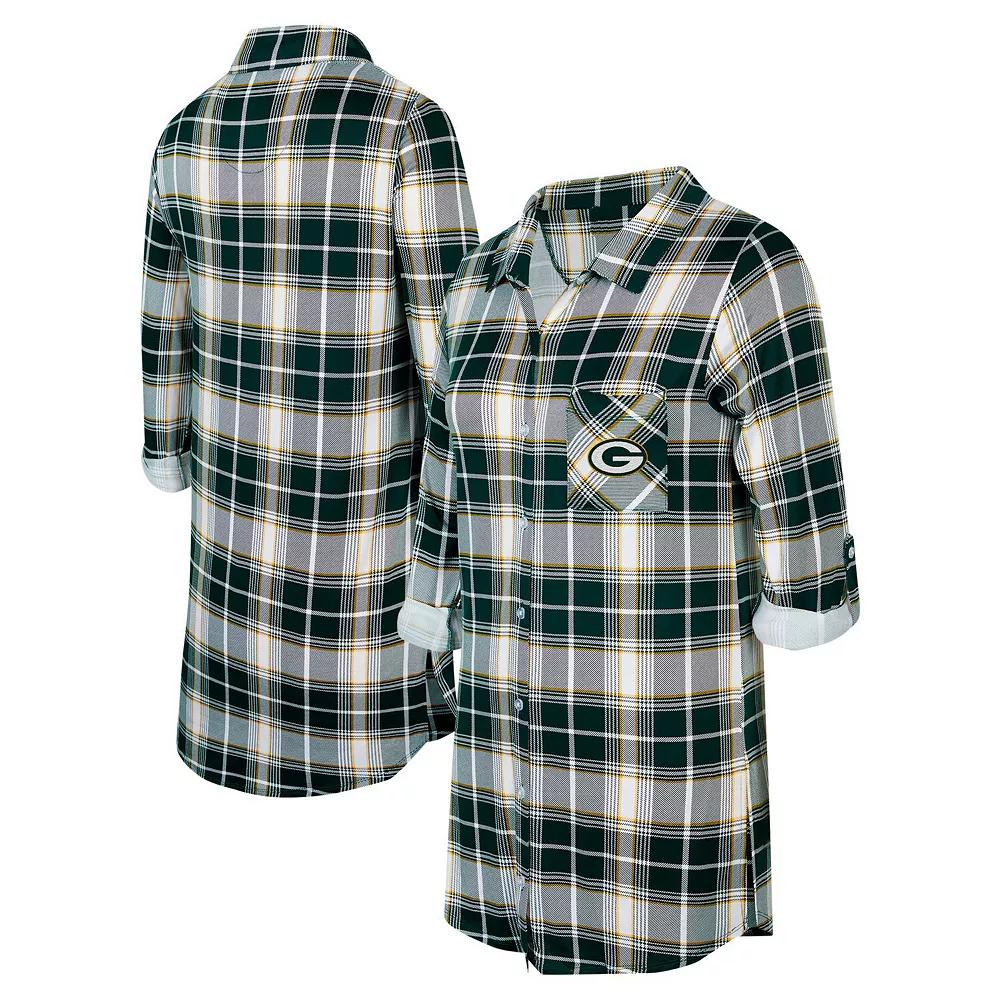 Women's Concepts Sport Green Green Bay Packers Ashford Plaid Knit Nightshirt, Size: 2XL Product Image