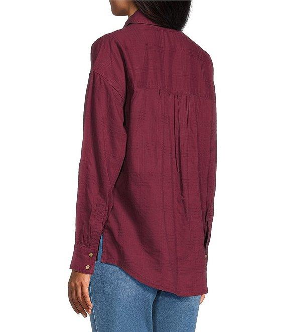 Westbound Woven Collared Oversized Long Sleeve Top Product Image