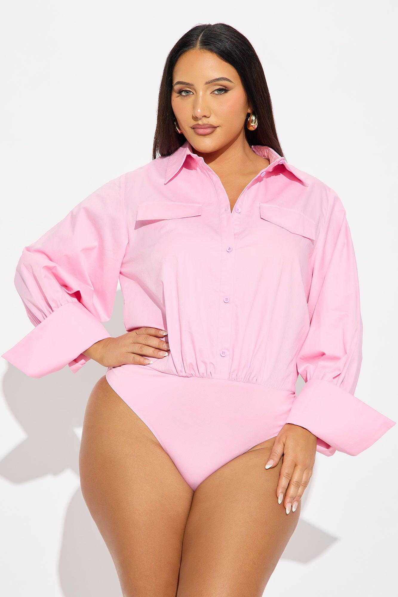 Be The Vibe Poplin Bodysuit - Pink Female Product Image