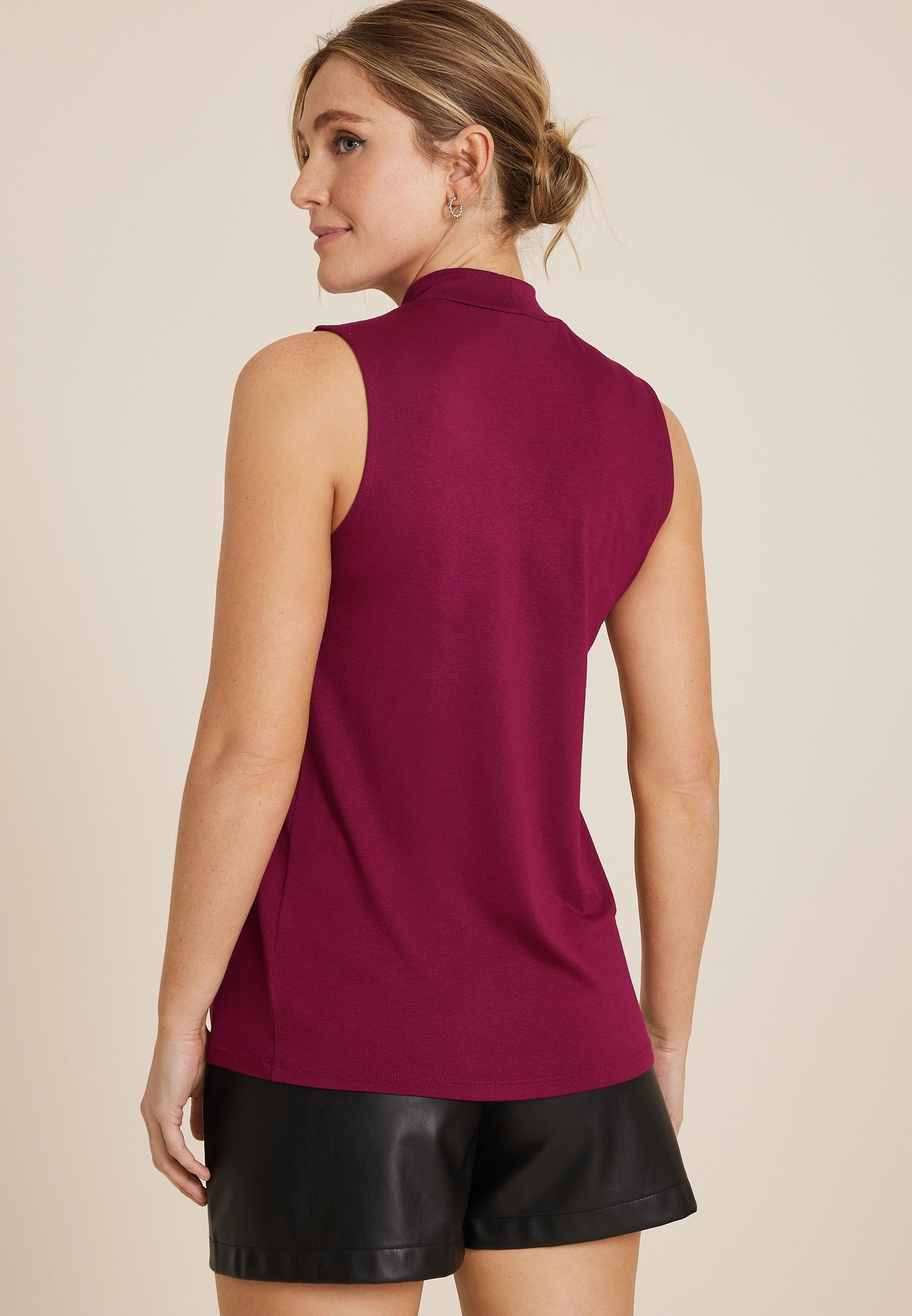 Crepe Cut Out Mock Neck Tank Top Product Image