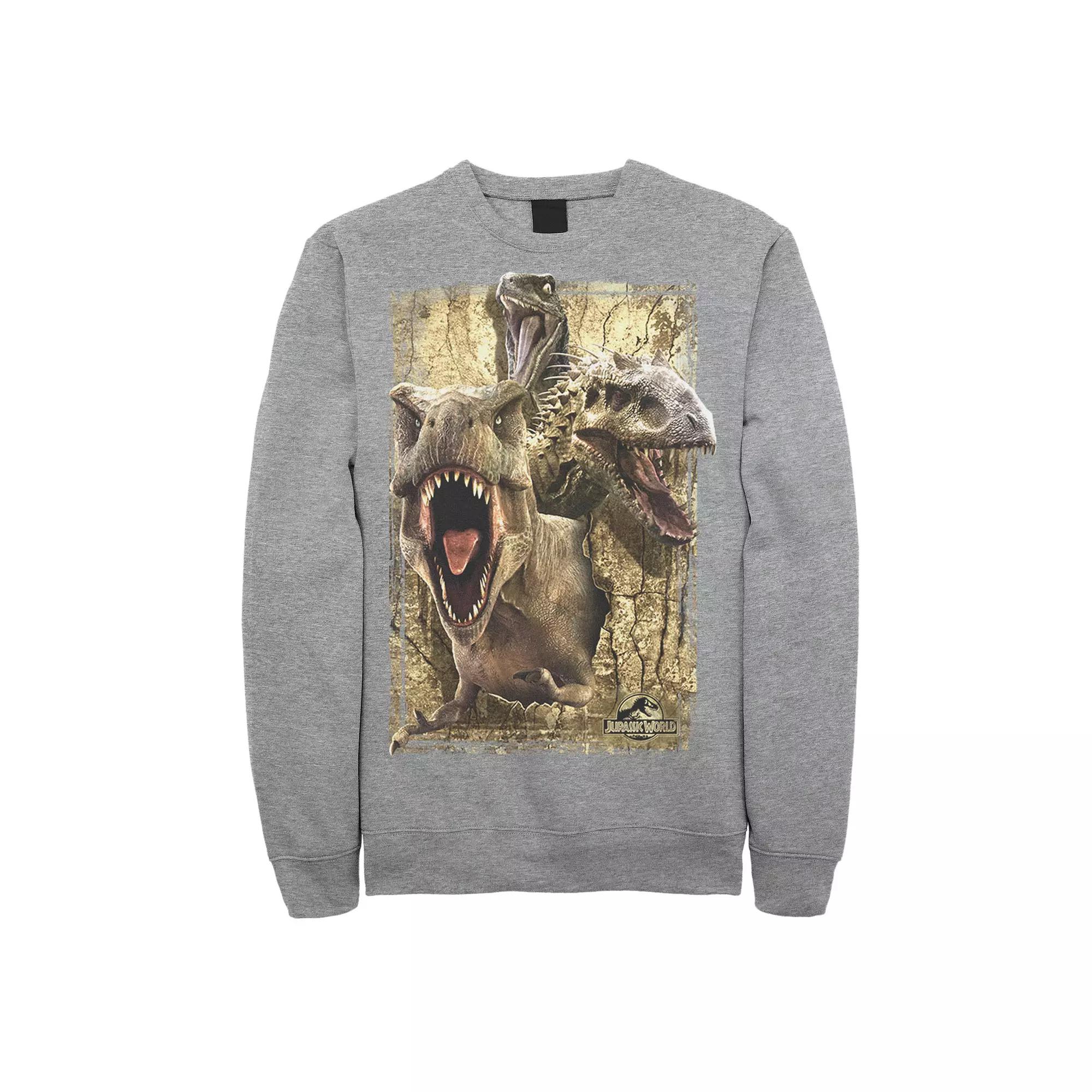 Men's Jurassic World T-Rex Indominus Rex & Raptor Fleece Pullover,  Product Image