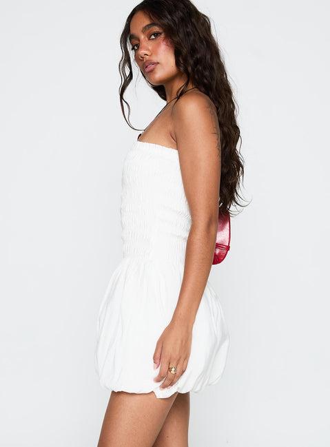 Anemone Bubble Hem Mini Dress White Product Image