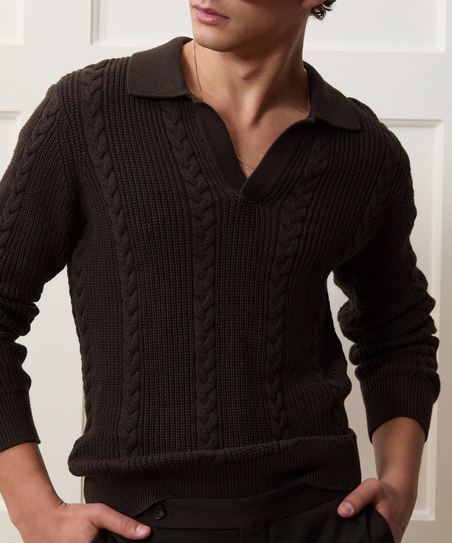 Beechwood Cable Knit Sweater Polo Product Image