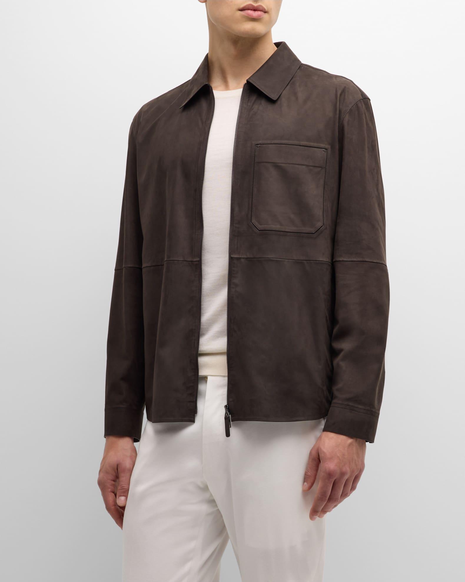 Men's Suede Full-Zip Overshirt Product Image