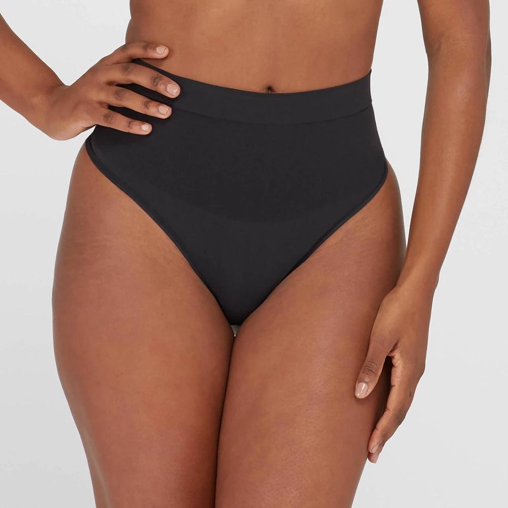 ASSETS by SPANX Women's All Around Smoothers Thong - Black M: Medium Control Top, Tummy Slimming Shapewear Product Image