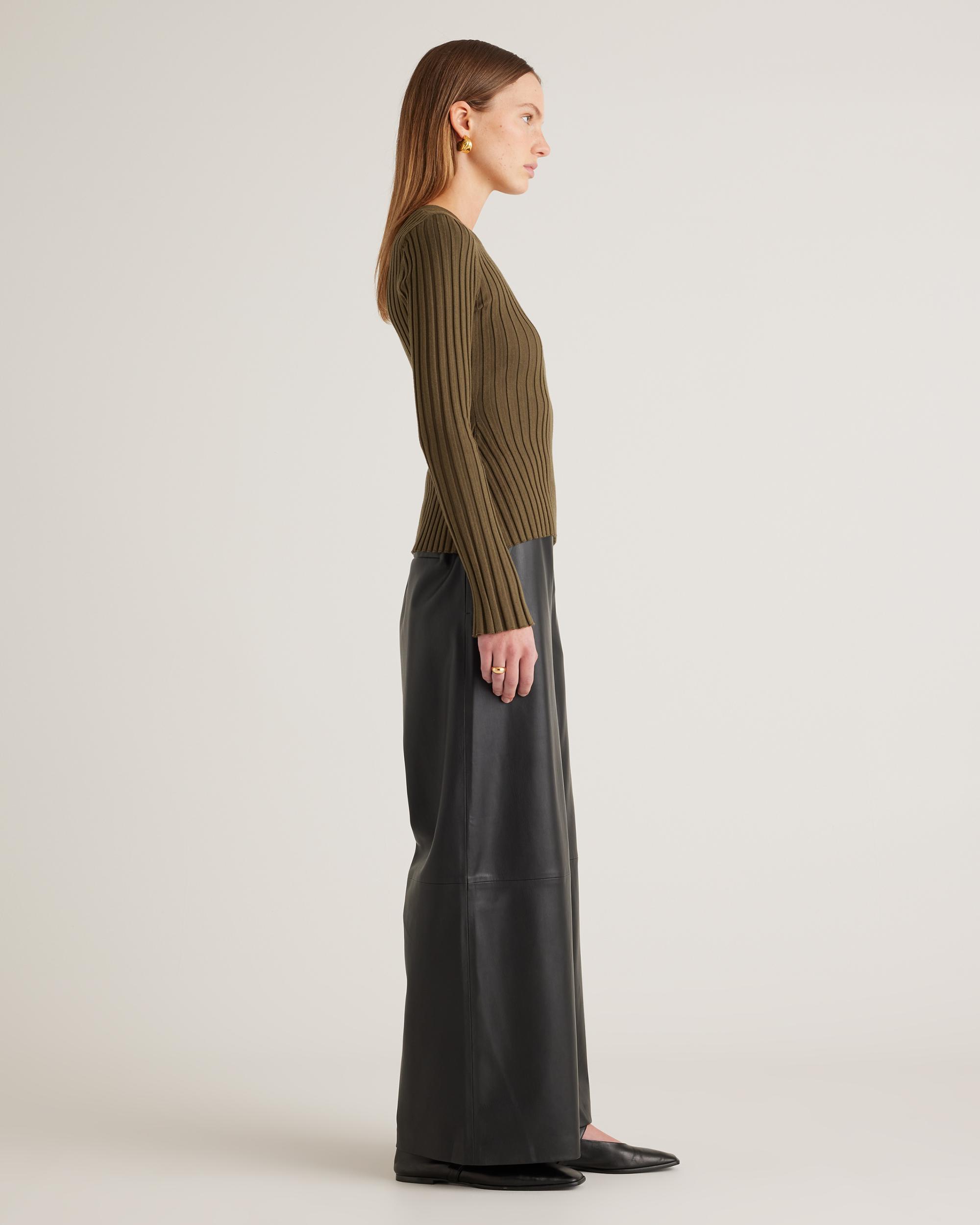 Quince | Women's Cotton Cashmere Ribbed Long Sleeve Sweater Size XS Product Image