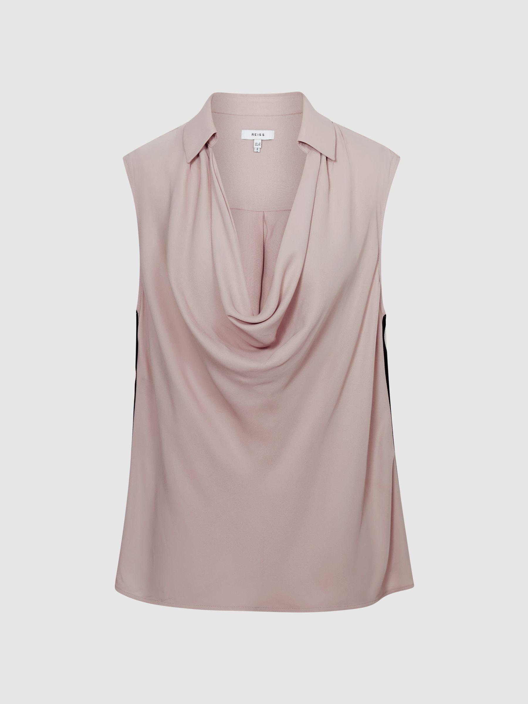 Cowl Front Sleeveless Blouse in Nude Product Image