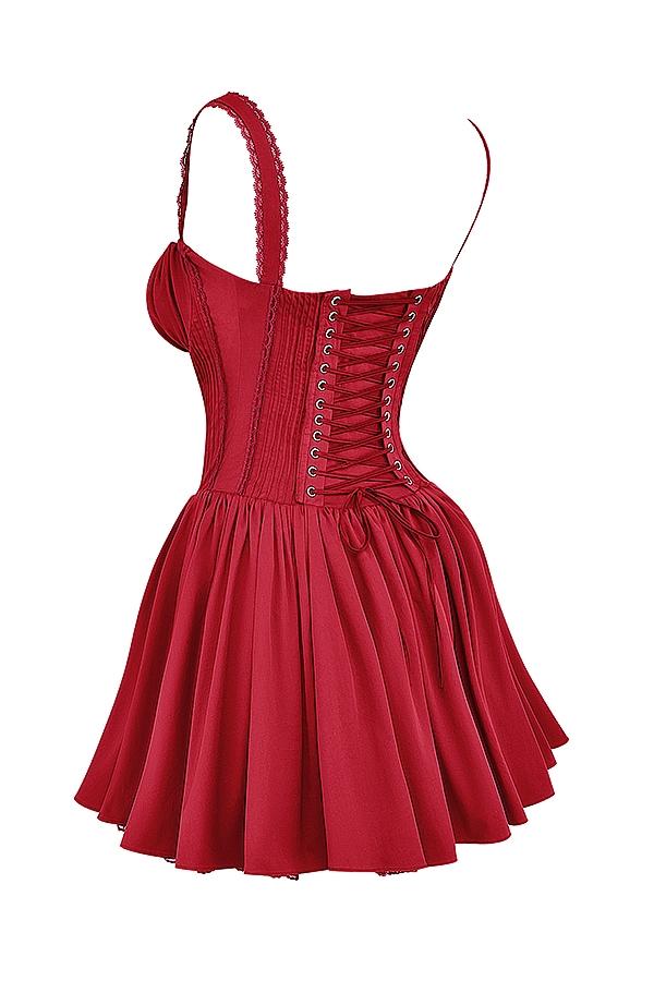 Pietra  cherry corset mini dress Product Image