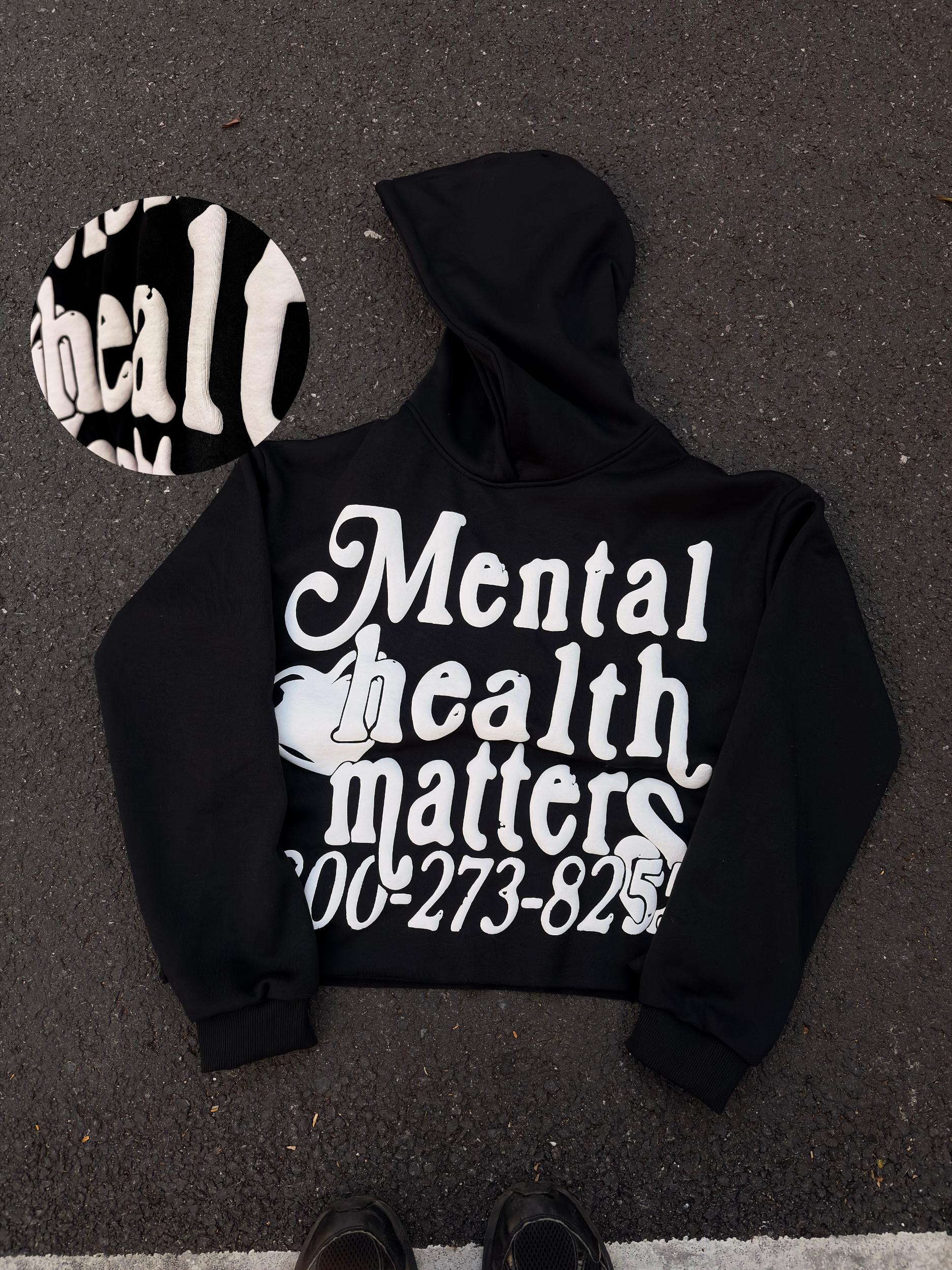 Sopula Puff Print Mental Health Matters Cropped Hoodie Product Image