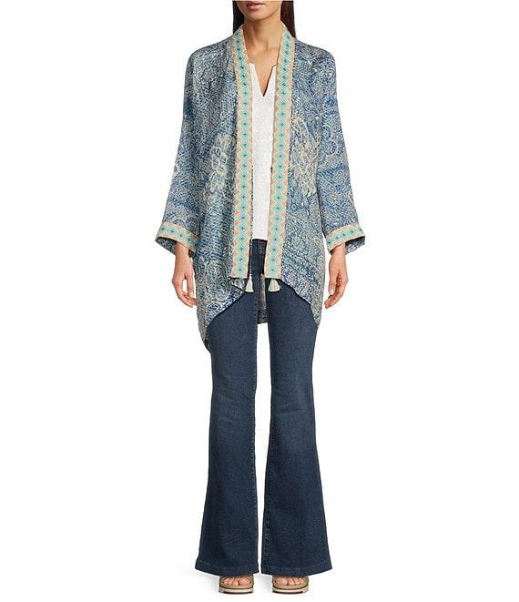 JOHNNY WAS Dolce Boho Print Long Sleeve Open-Front Flowy Kimono Jacket Product Image