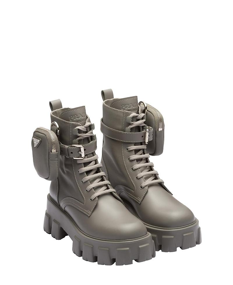 Prada Womens Monolith Leather and Re-Nylon Boots with Pouch Product Image
