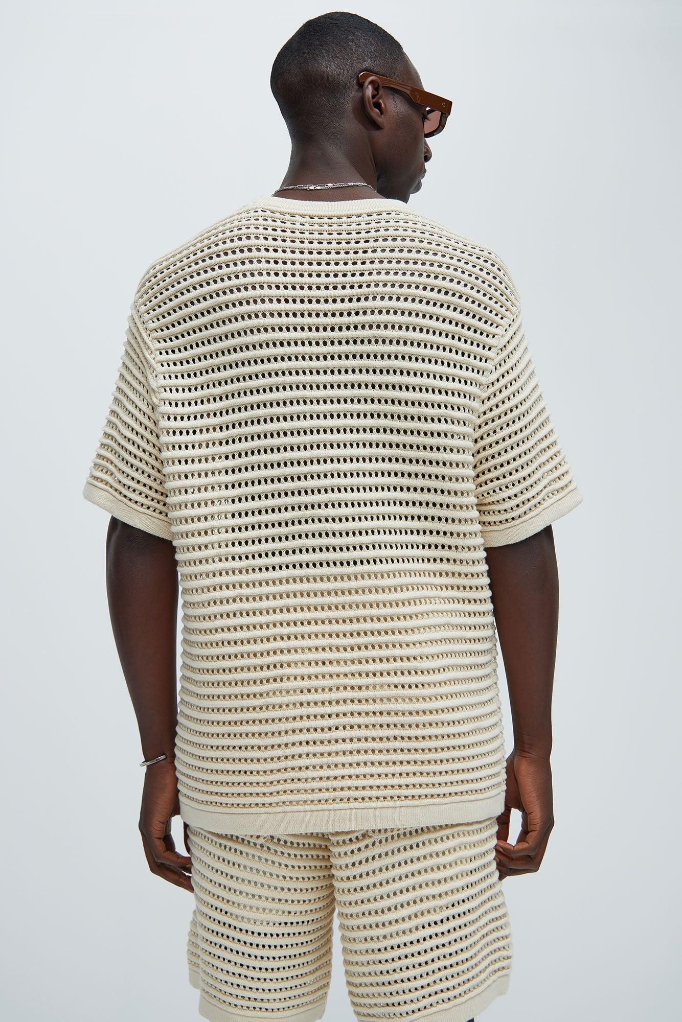 Milton Textured Crew Neck Tee - Off White Product Image