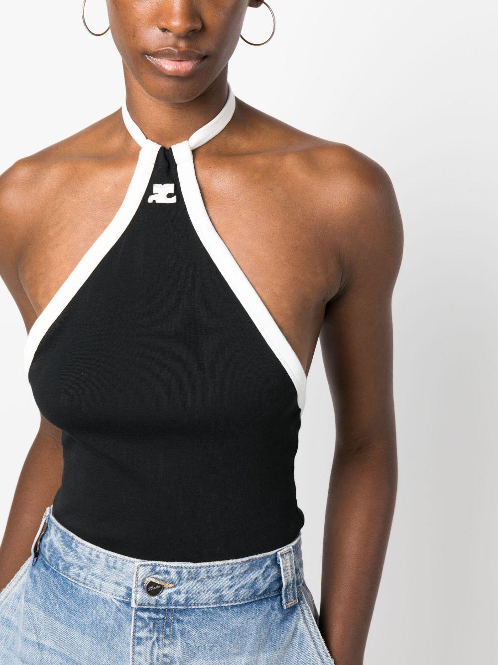 embroidered-logo halterneck top Product Image