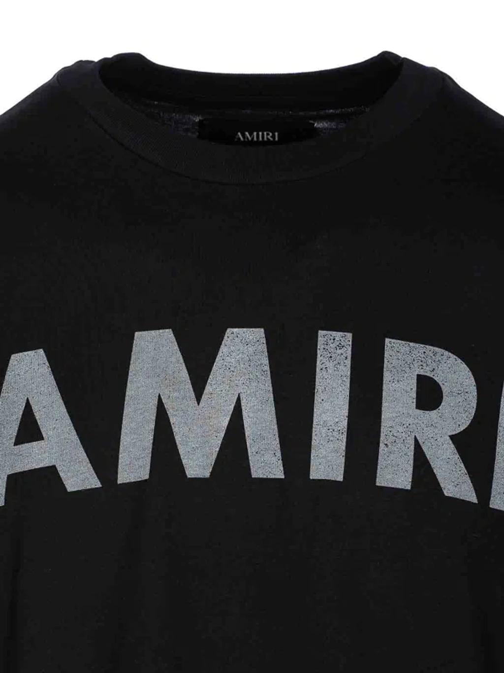 AMIRI Black Cotton T-shirt With Bold Logo Statement Product Image