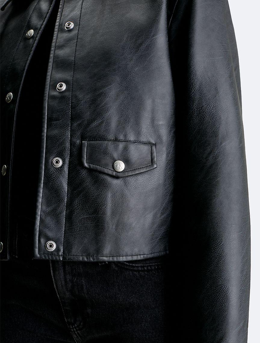 Faux Leather Shirt Jacket Product Image