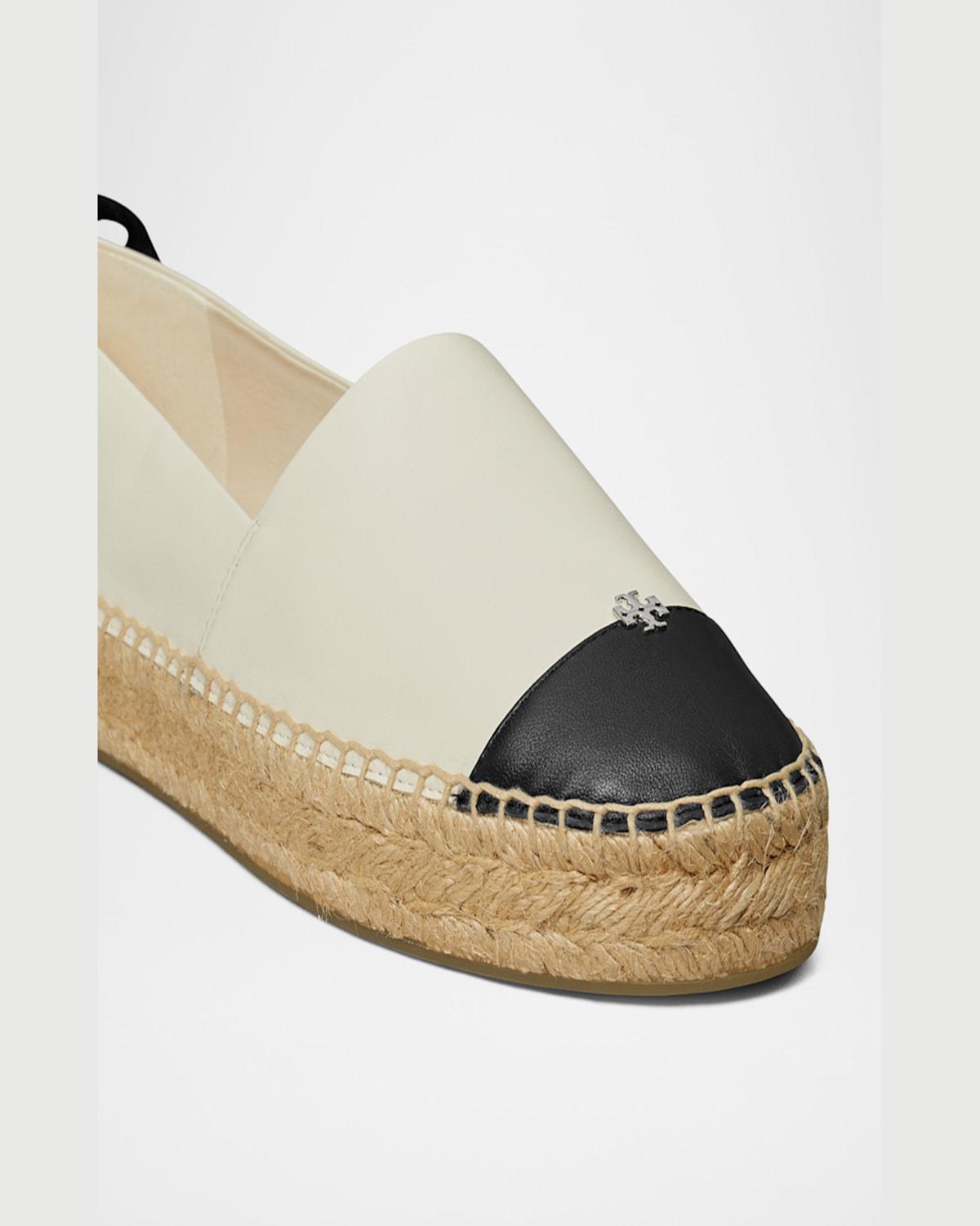TORY BURCH White Espadrilles With Metallic Logo On The Front And Ankle Strap In Leather Woman Product Image
