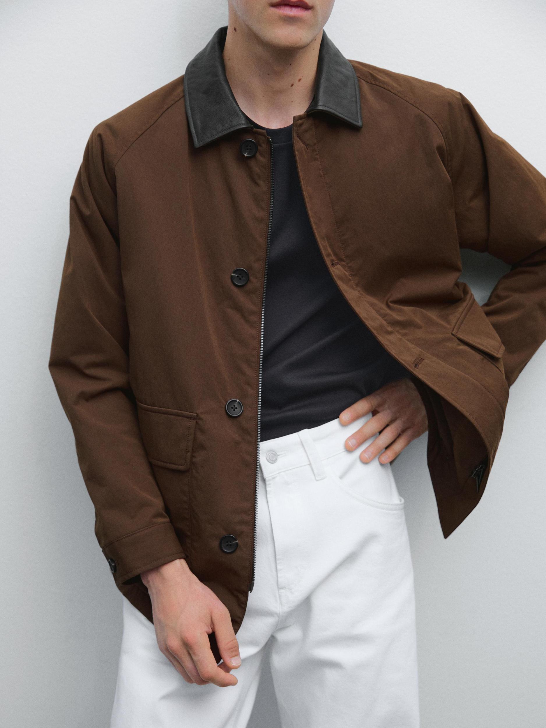 Short parka with collar detail Product Image