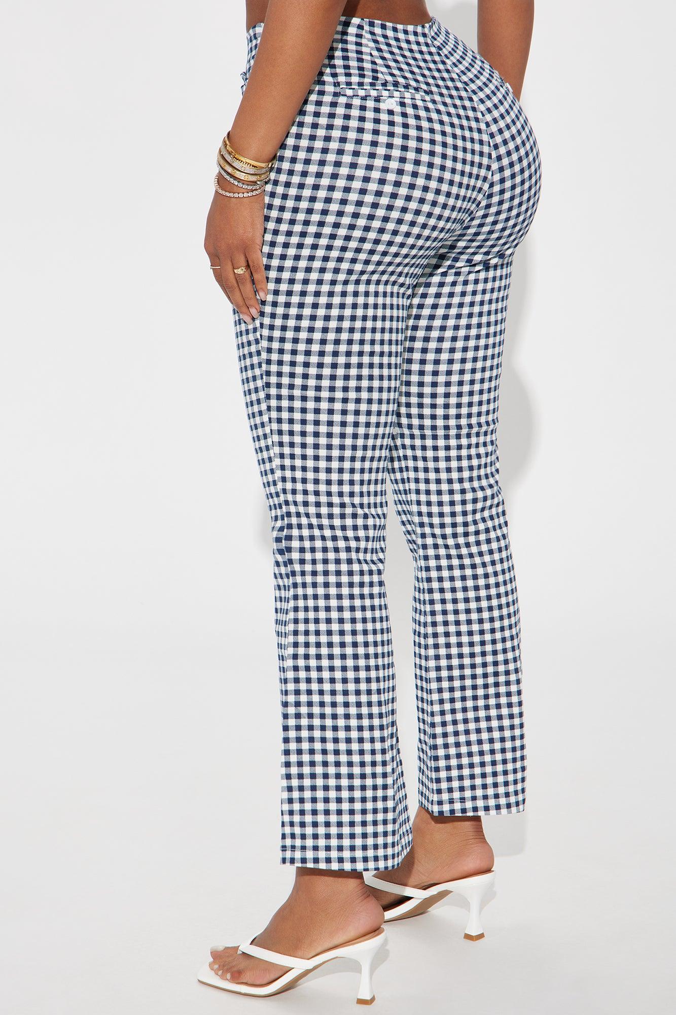 Sorry Not Sorry Gingham Capri Pant - Navy/combo Product Image