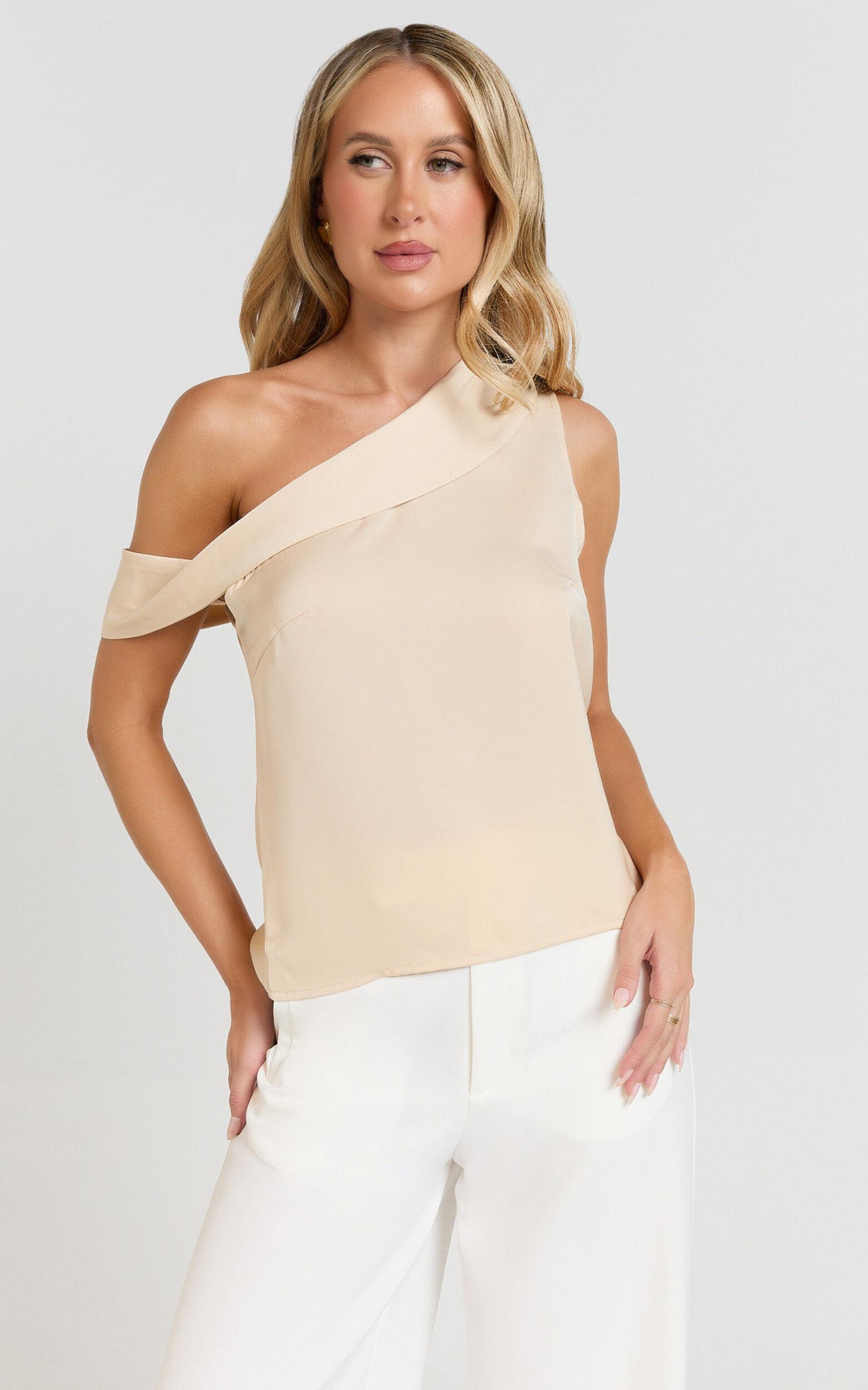 Indah Top - Draped Off Shoulder Top in Ivory Product Image
