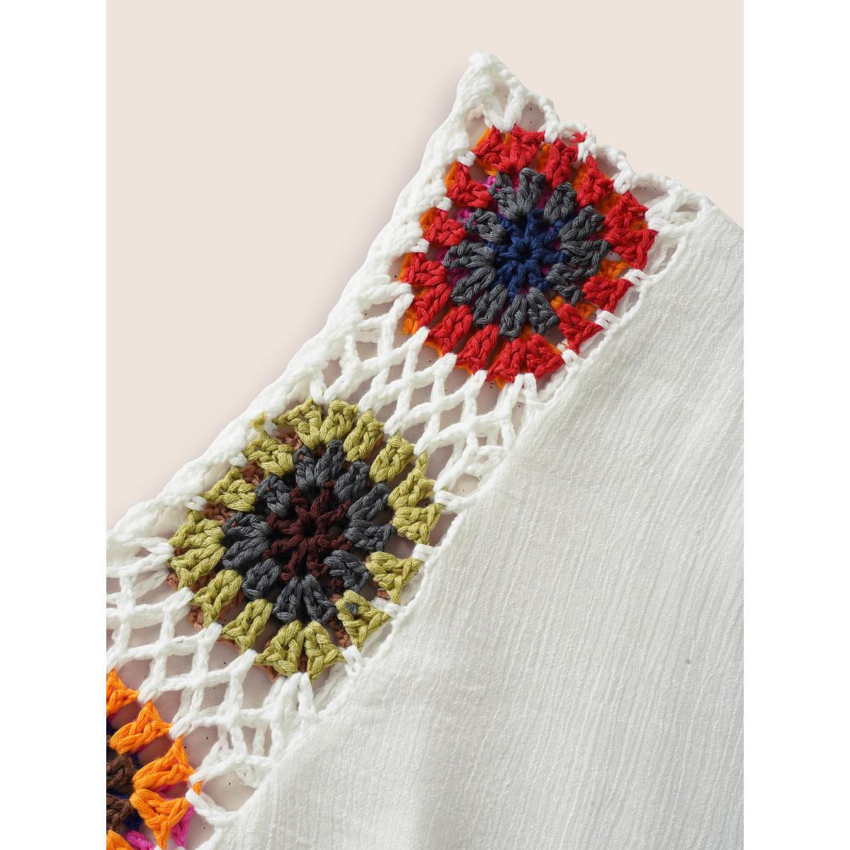 Plus Size Colored Crochet Slit Hem Swim Cover Up Women's Swimwear Originalwhite Beach Loose Crochet Curve Swim Cover Ups BloomChic 10/M Product Image