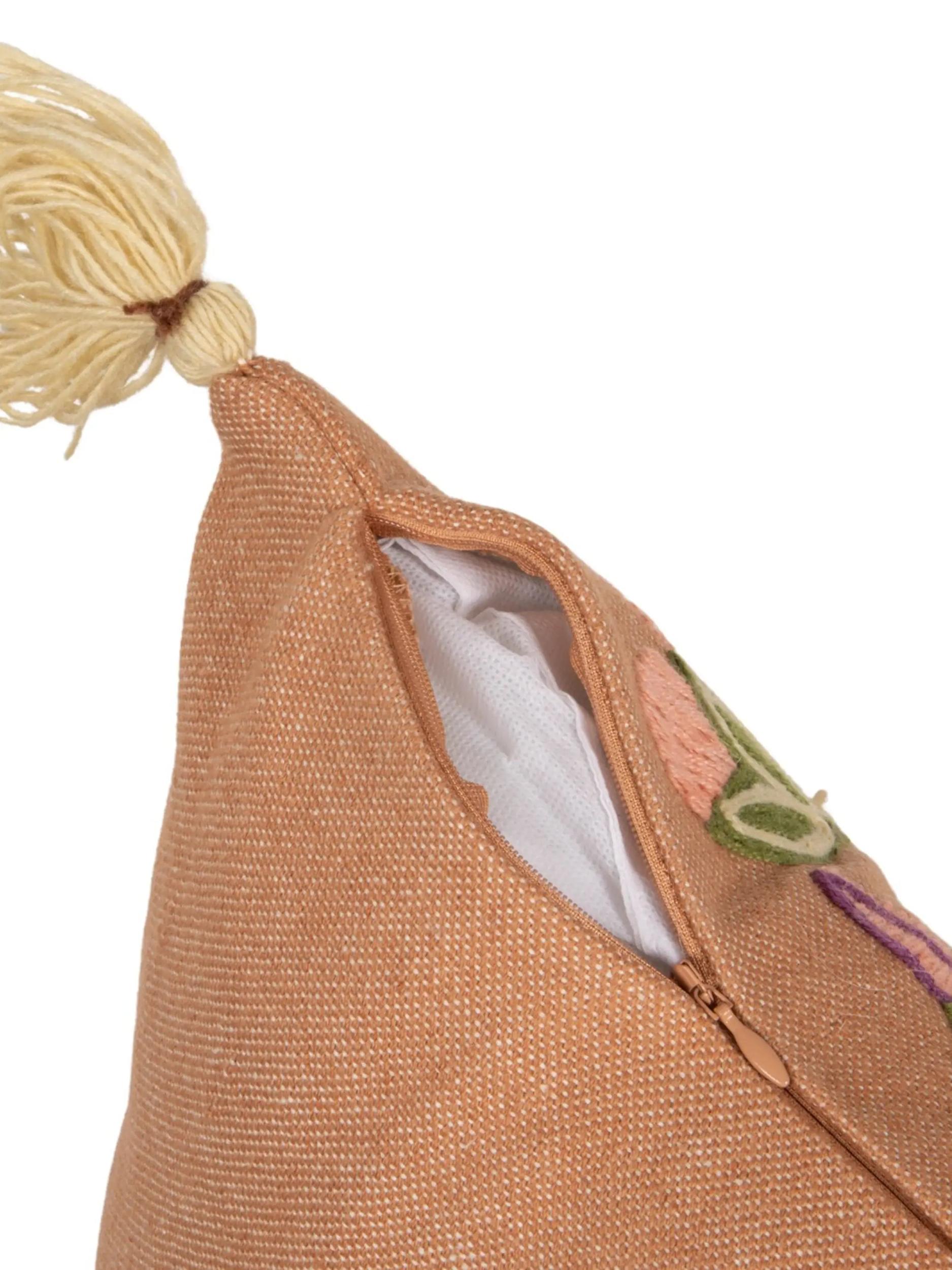 Cotton Patti Pillow - Embroidered Pink Flower Product Image