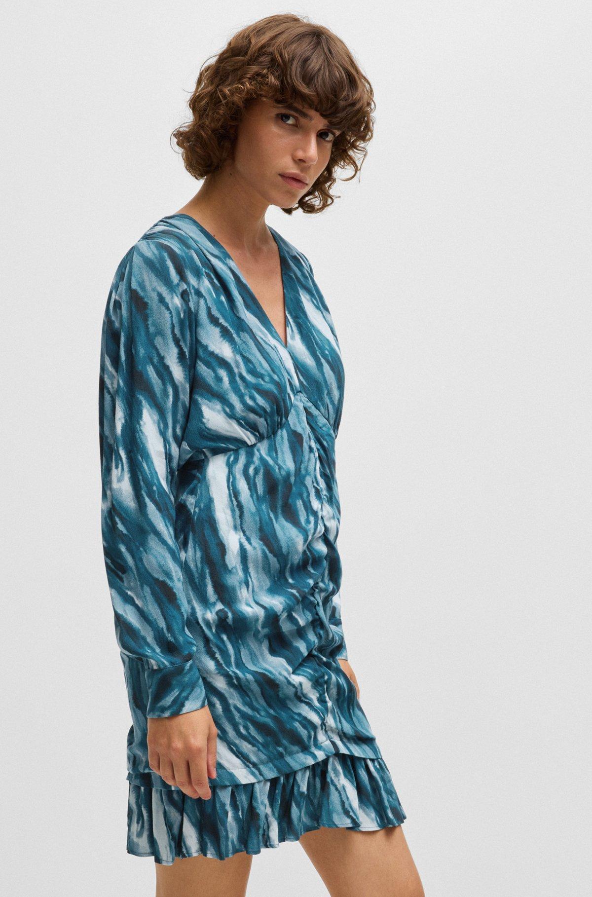 Gathered-front dress with marble-effect print Product Image