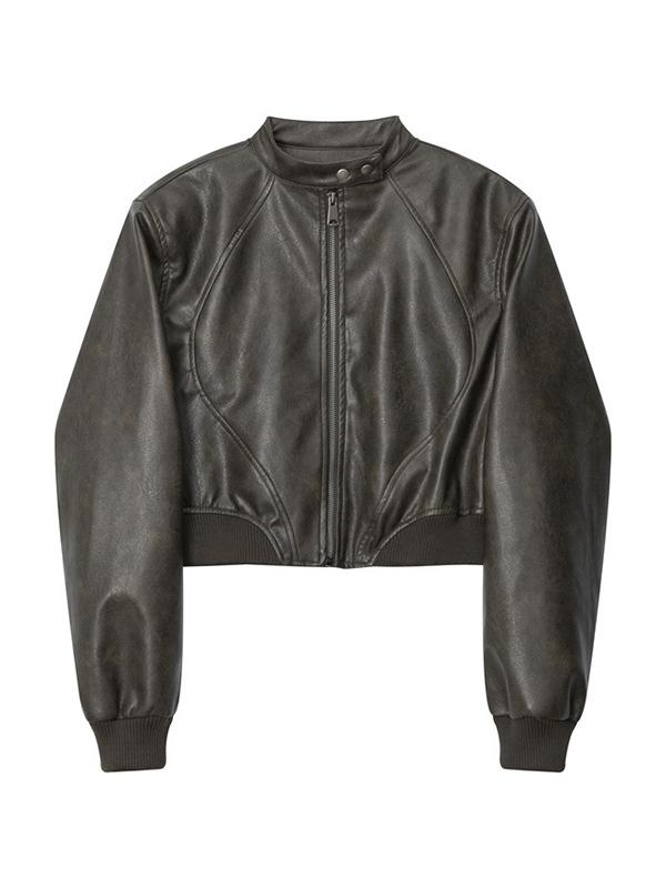 Splice Leather Short Varsity Jacket Product Image