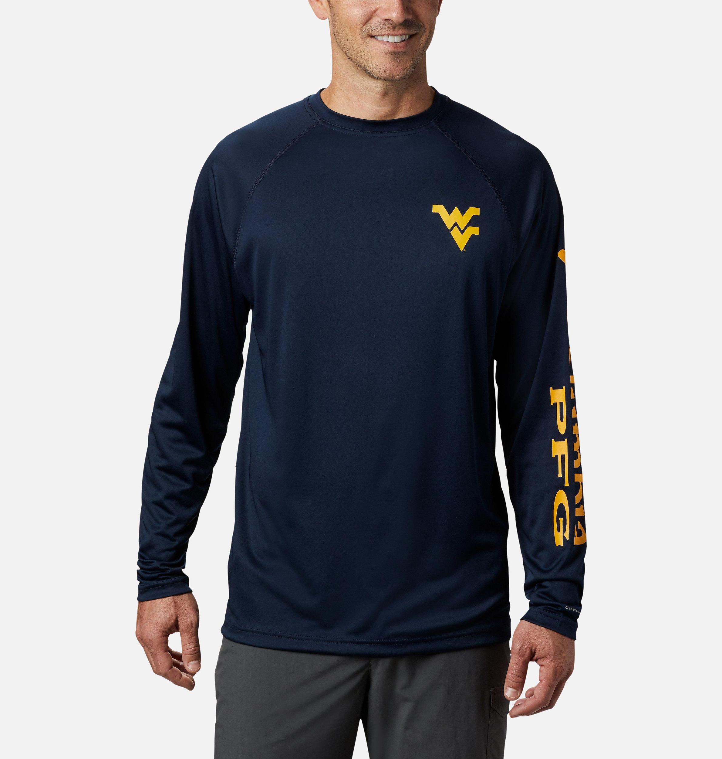 Columbia Mens Collegiate PFG Terminal Tackle Long Sleeve Shirt - West Virginia- Product Image